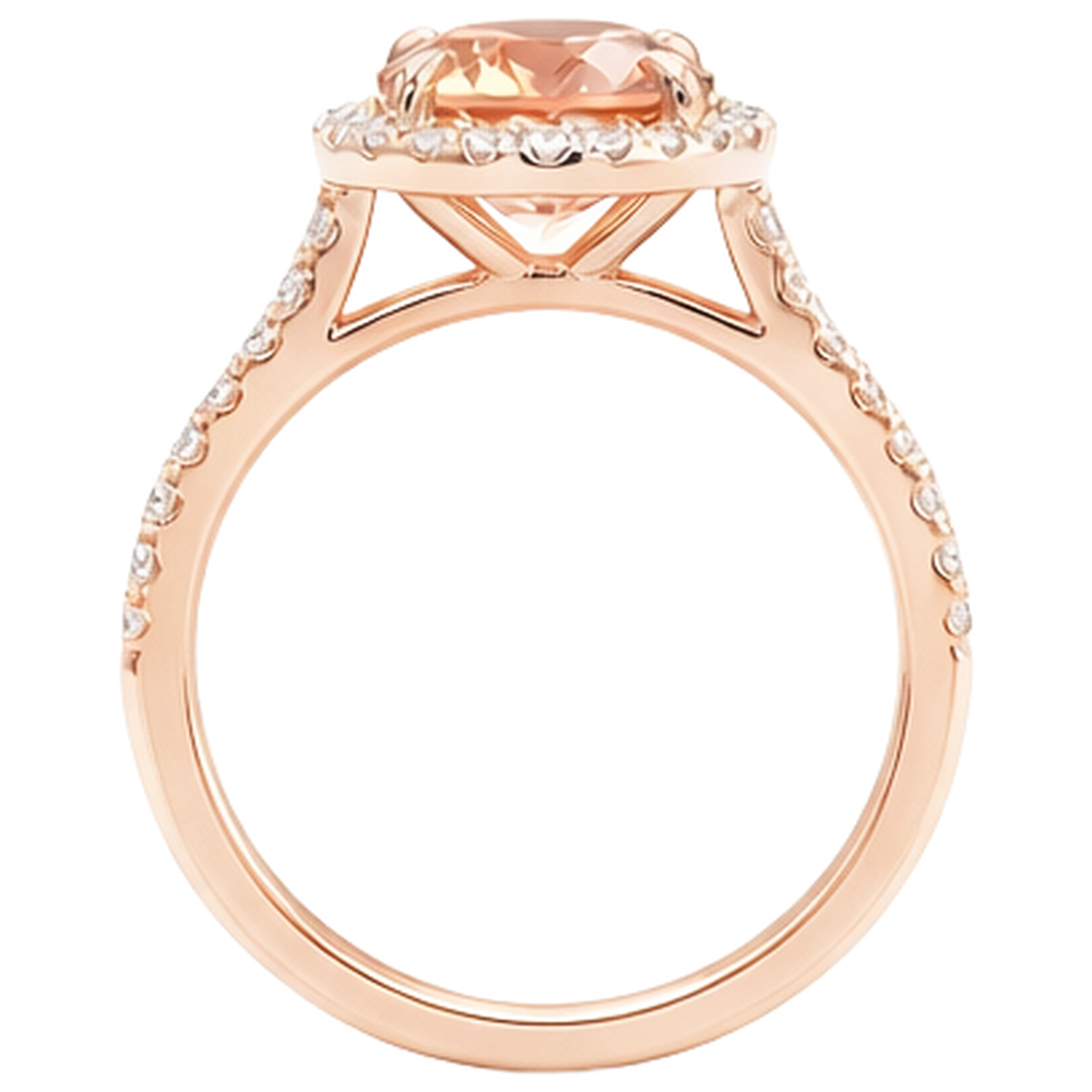 Anello solitario da 10.75 ct con Morganite e diamanti in oro 14K