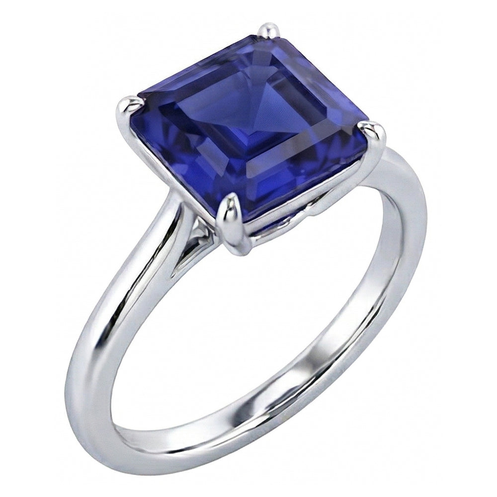 vero asscher diamante 2.50carati anello vista frontale