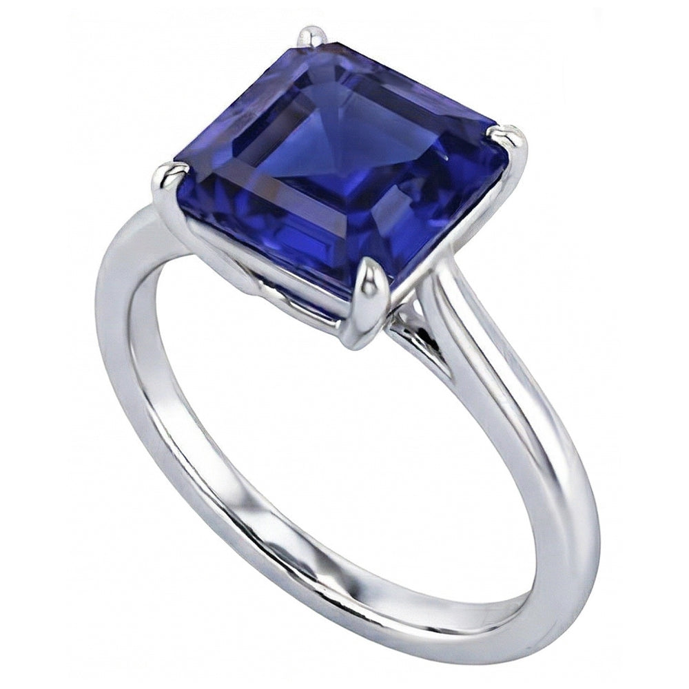 vero asscher diamante 2.50carati anello angolo laterale