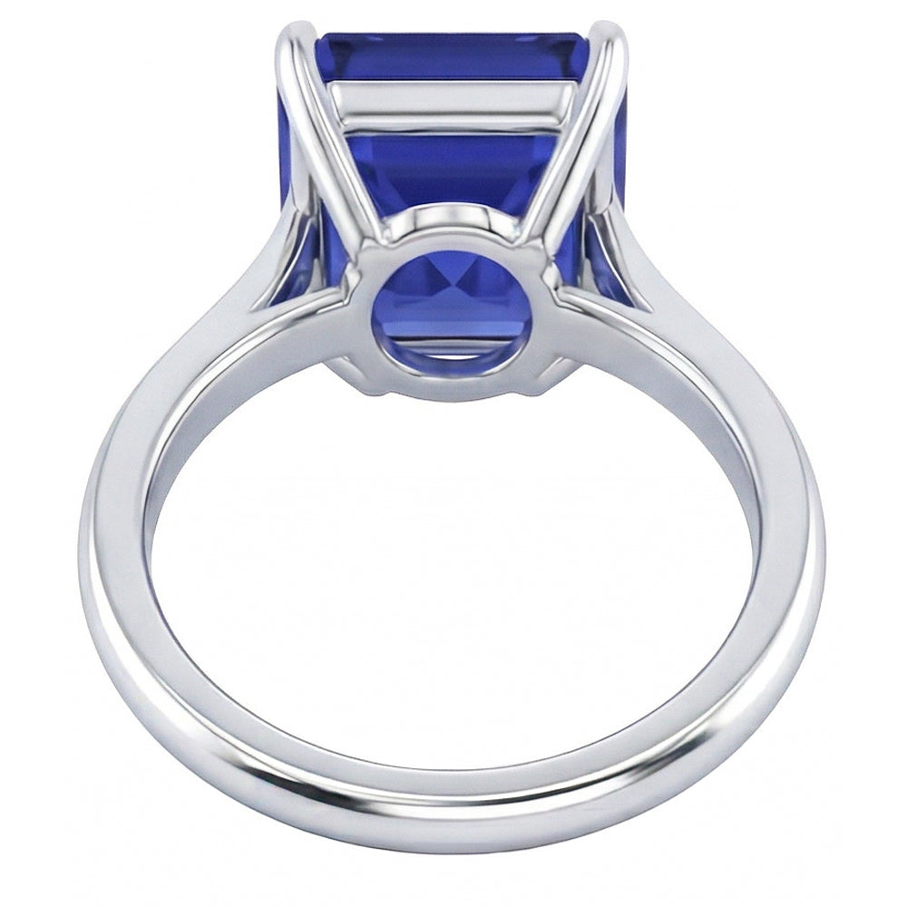vero asscher diamante 2.50carati anello vista di profilo