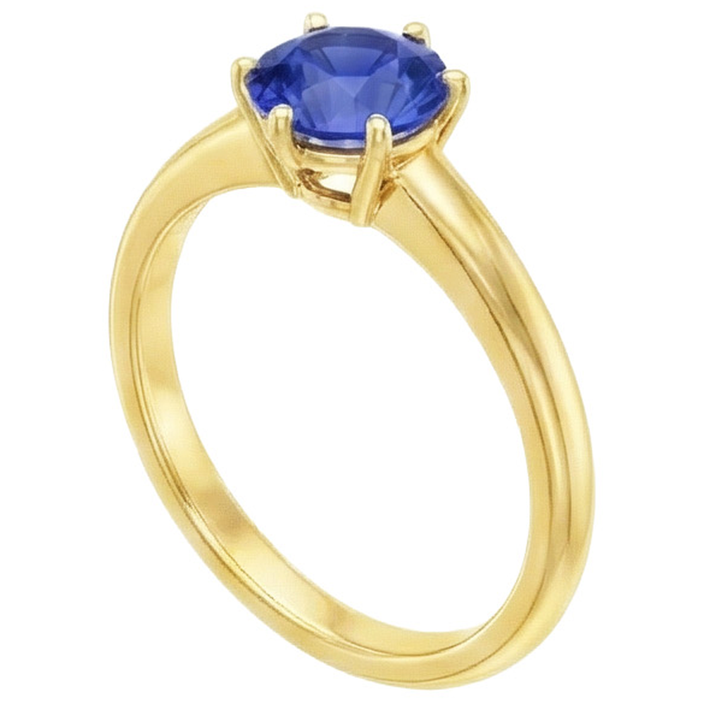 Anello solitario da 2 carati Zaffiro dello Sri Lanka in oro giallo autentico