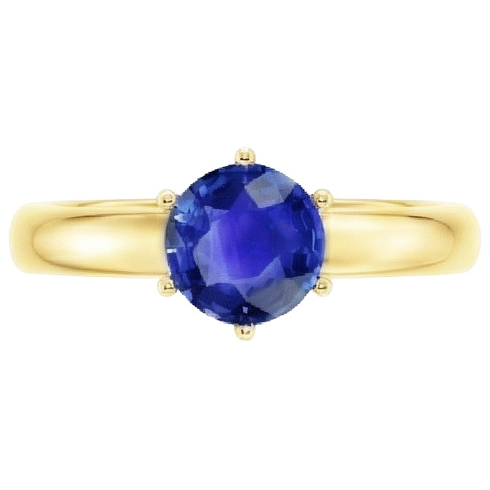 Anello solitario da 2 carati Zaffiro dello Sri Lanka in oro giallo autentico