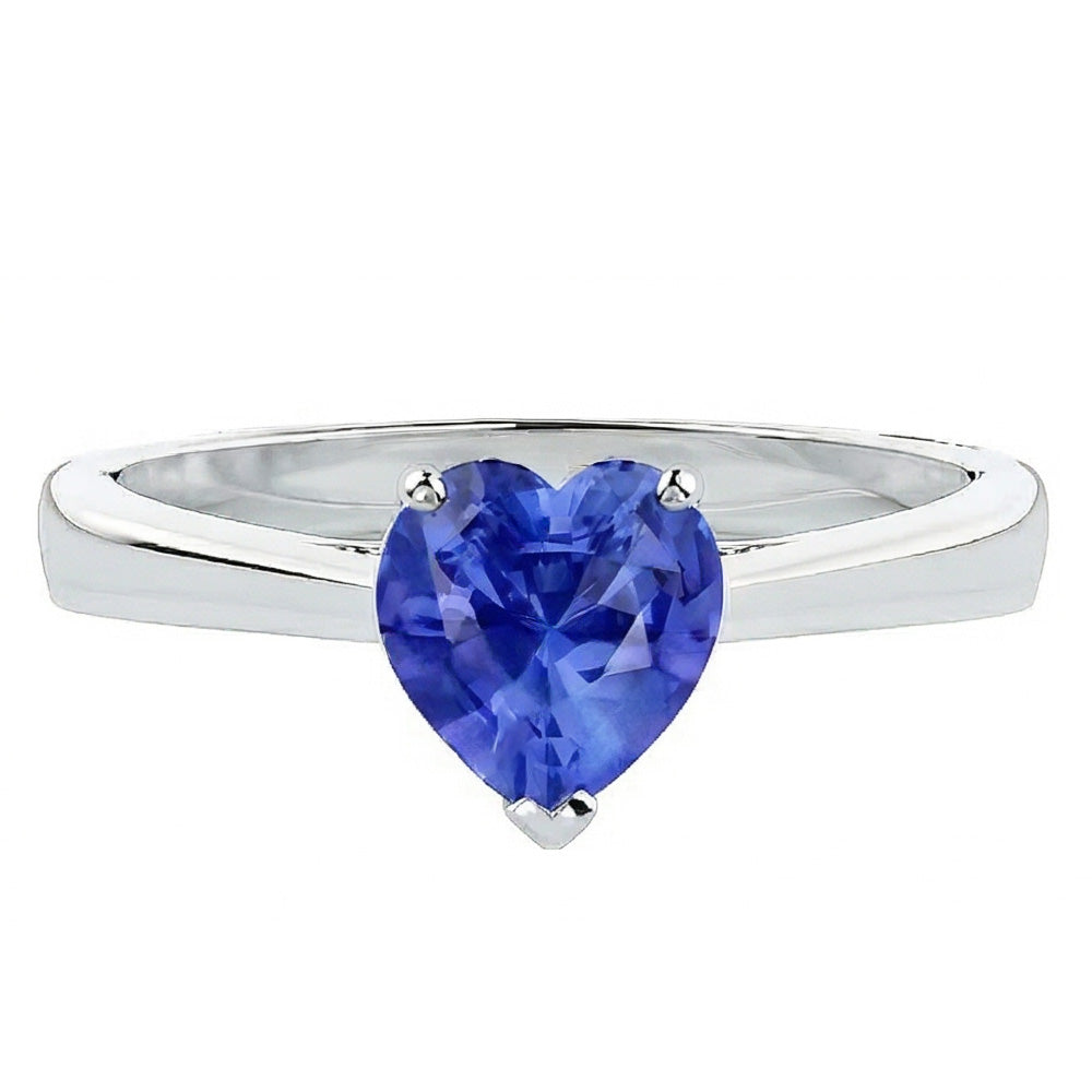 Anello solitario da 2 carati con polo a cuore incastonato in oro zaffiro azzurro 14K