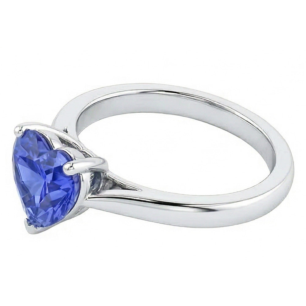 Anello solitario da 2 carati con polo a cuore incastonato in oro zaffiro azzurro 14K