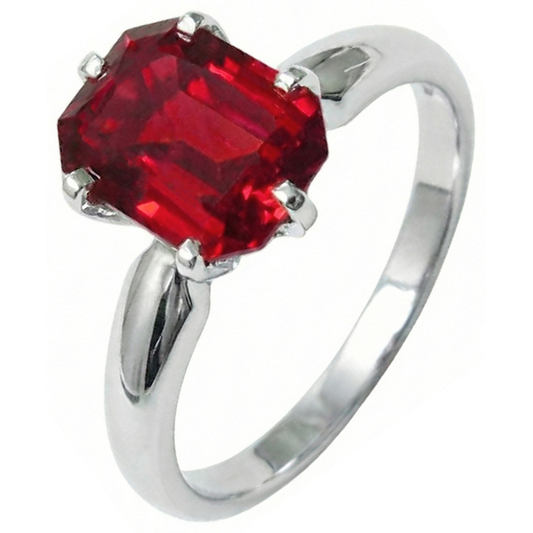 Anello solitario da 2 ct con anello solitario in oro bianco e rosso rubino brillante