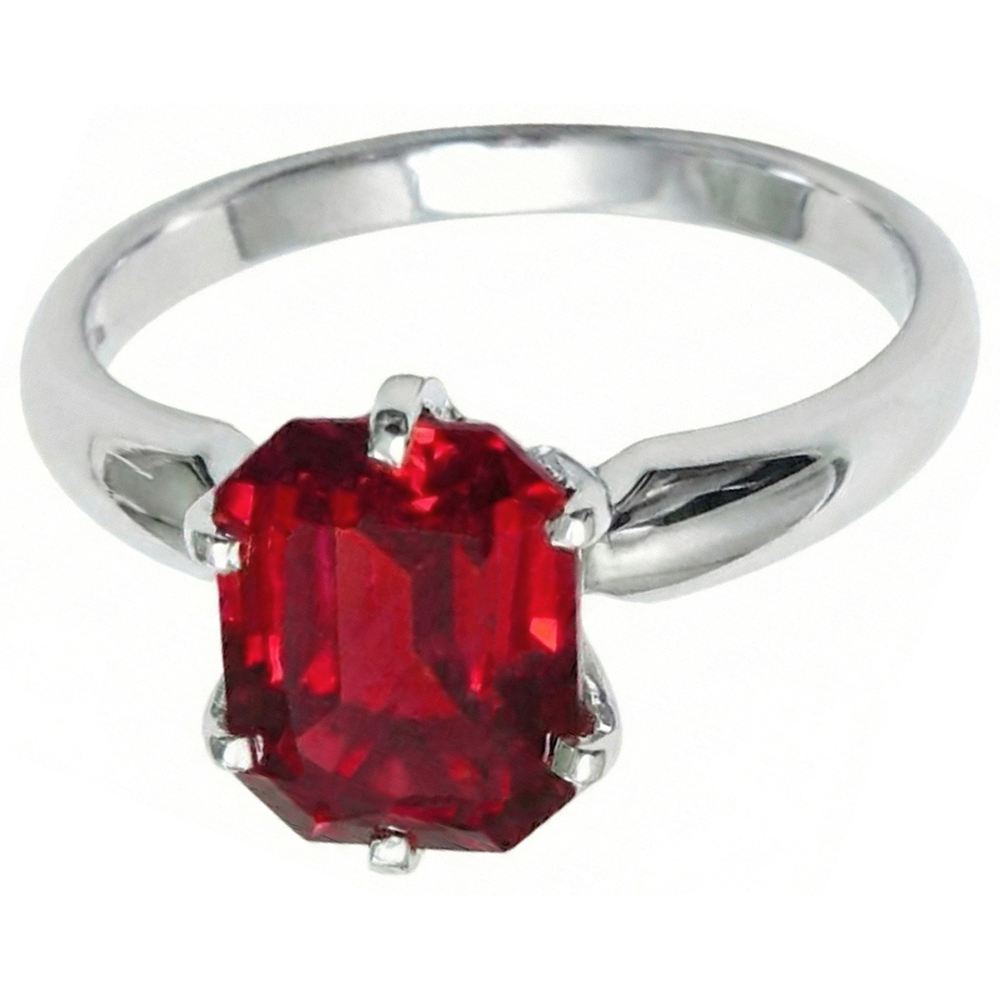 Anello solitario da 2 ct con anello solitario in oro bianco e rosso rubino brillante