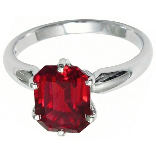 Anello solitario da 2 ct con anello solitario in oro bianco e rosso rubino brillante