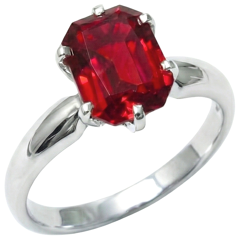 Anello solitario da 2 ct con anello solitario in oro bianco e rosso rubino brillante