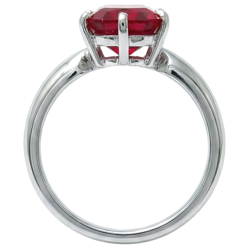 Anello solitario da 2 ct con anello solitario in oro bianco e rosso rubino brillante
