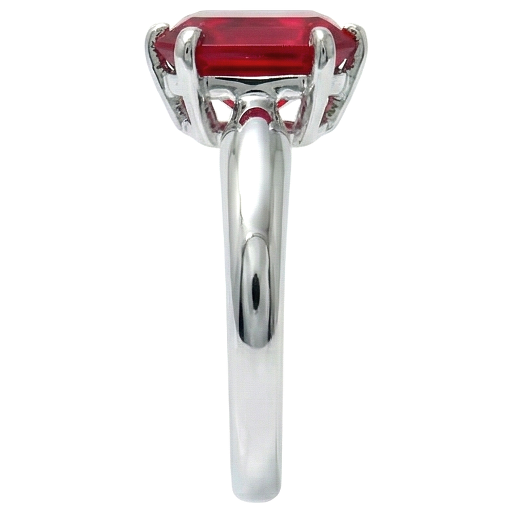 Anello solitario da 2 ct con anello solitario in oro bianco e rosso rubino brillante