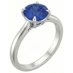Anello solitario da donna. autentico zaffiro blu. 2 carati. set di griffe con artiglio