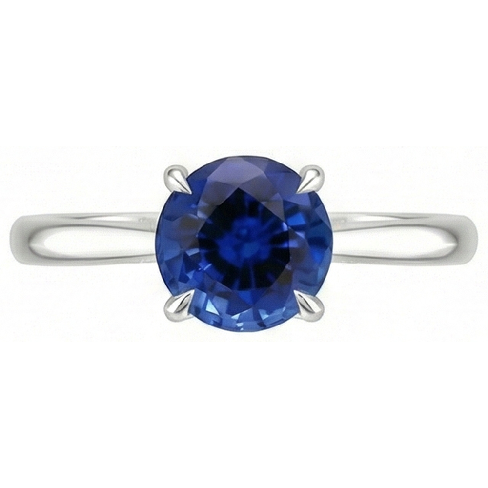 Anello solitario da donna. autentico zaffiro blu. 2 carati. set di griffe con artiglio