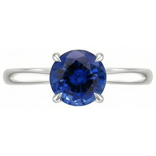 Anello solitario da donna. autentico zaffiro blu. 2 carati. set di griffe con artiglio