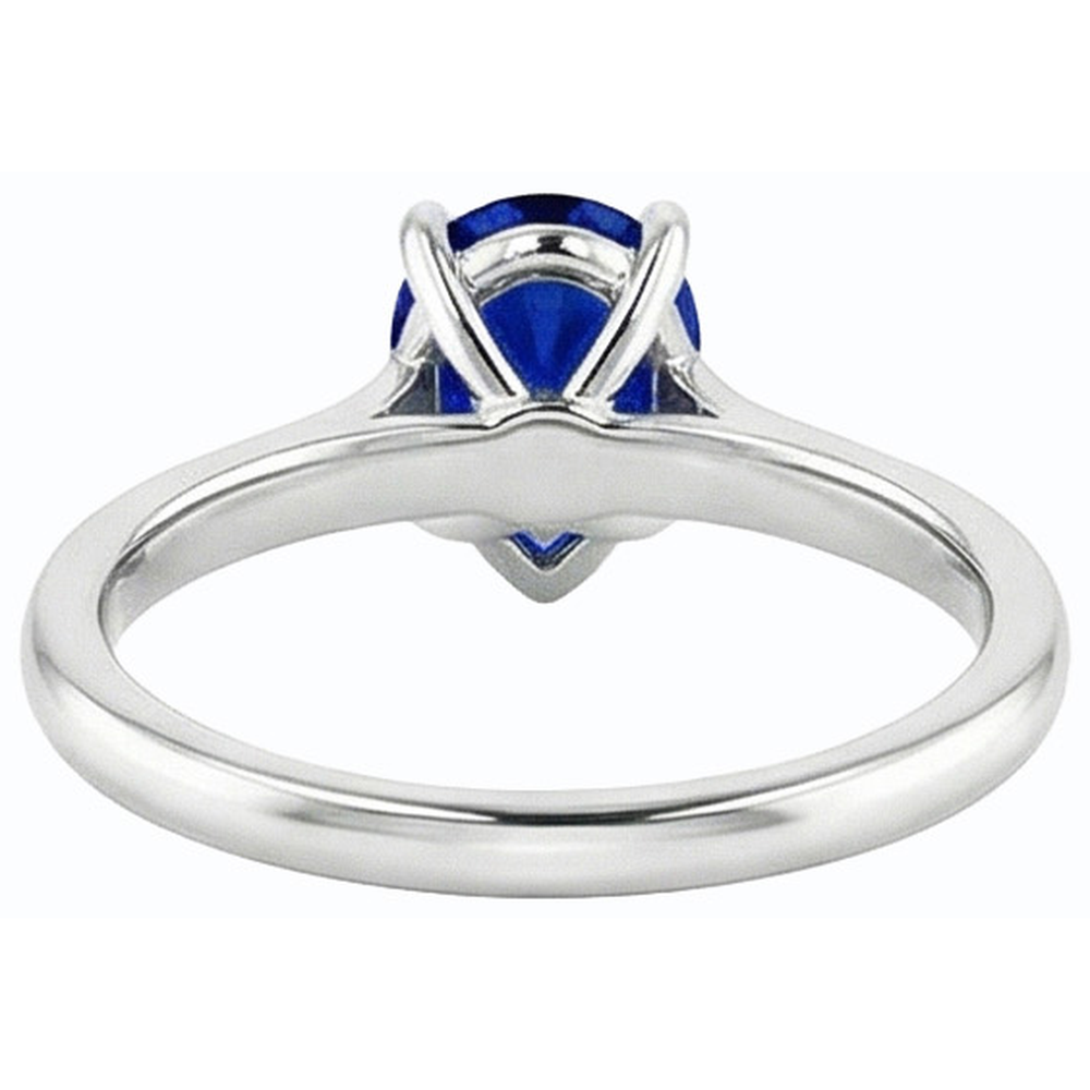 Anello solitario da donna con zaffiro di Ceylon a forma di pera in oro 14K 1 carato