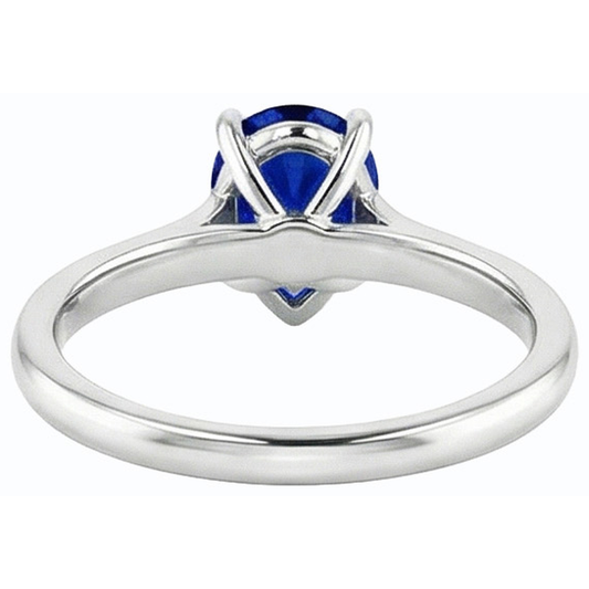 Anello solitario da donna con zaffiro di Ceylon a forma di pera in oro 14K 1 carato