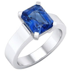 Anello solitario da donna stile voltaggio con gemma di zaffiro blu da 1,50 carati in oro bianco 14K