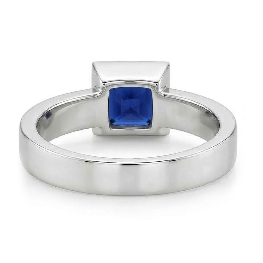 Anello solitario da uomo Princess Ceylon Sapphire con castone in oro bianco 5 carati