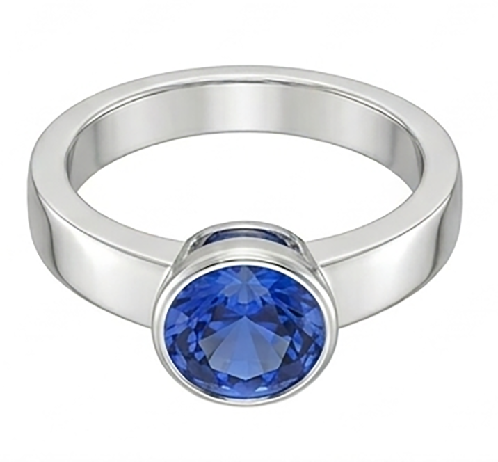 Anello solitario da uomo con castone rotondo zaffiro blu 2 carati gambo spesso
