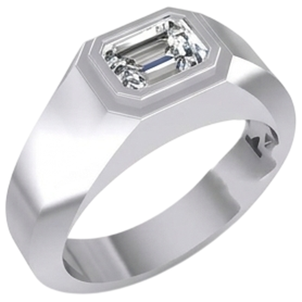 Anello solitario da uomo con smeraldo e diamante 1 carati in oro 14K