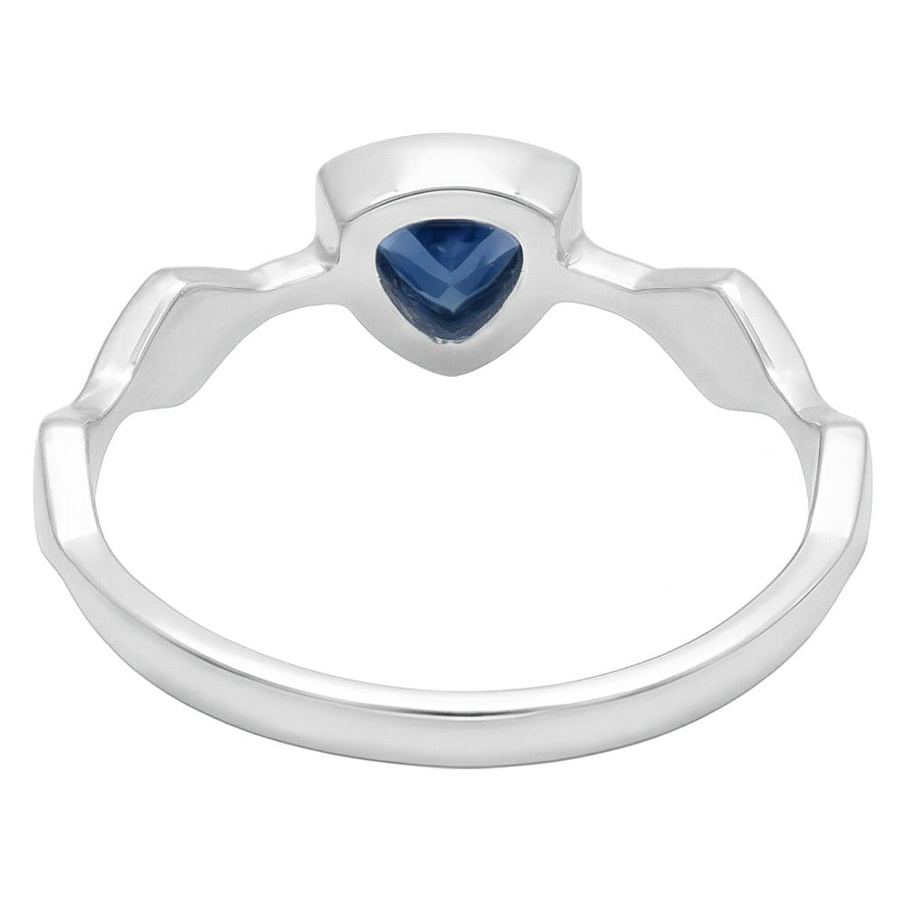 Anello solitario di fidanzamento con castone trilioni blu zaffiro 1 carato con oro bianco 14K