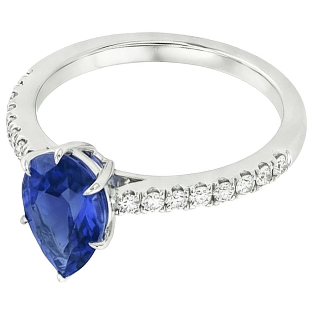 vero pear diamante 5.25carati anello dettaglio ravvicinato