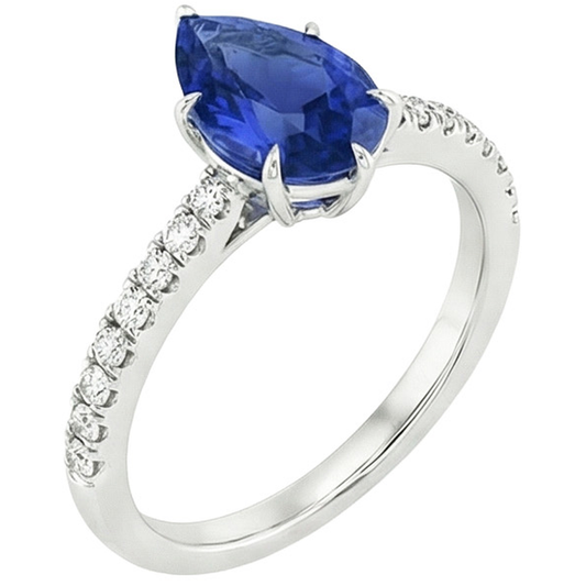 vero pear diamante 5.25carati anello vista dall'alto