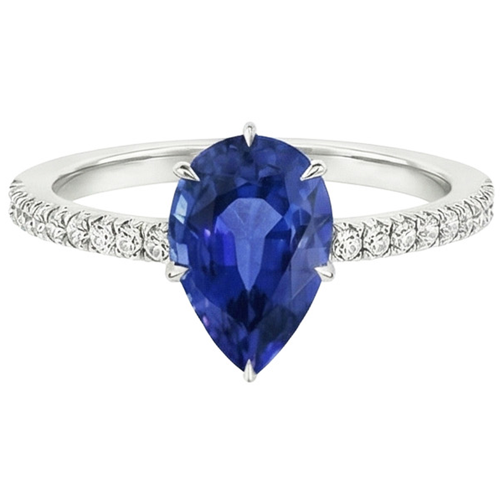 vero pear diamante 5.25carati anello su bianco