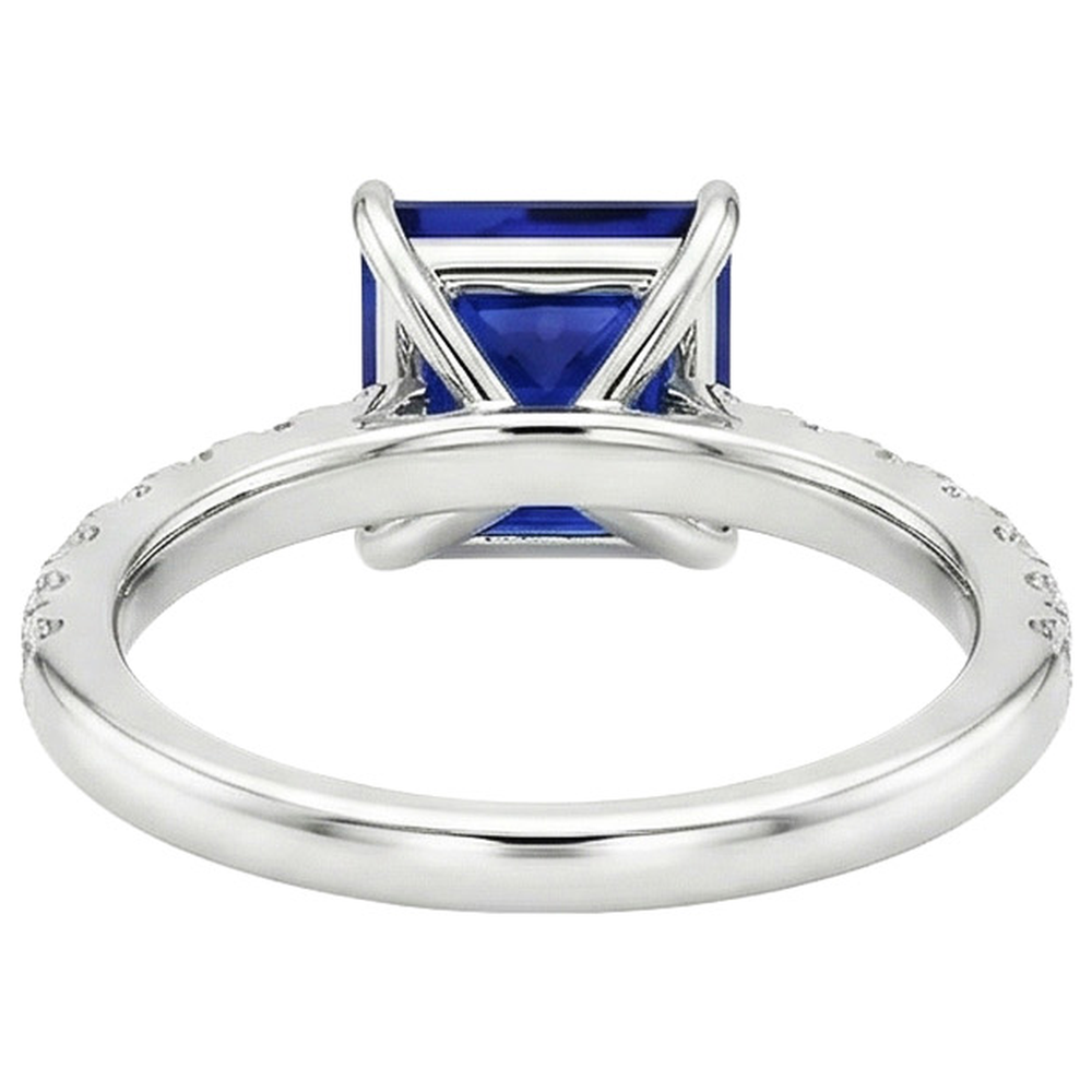 Anello solitario donna con accento zaffiro blu e diamante 5.5 carati