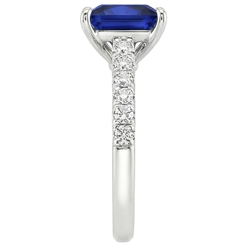 Anello solitario donna con accento zaffiro blu e diamante 5.5 carati