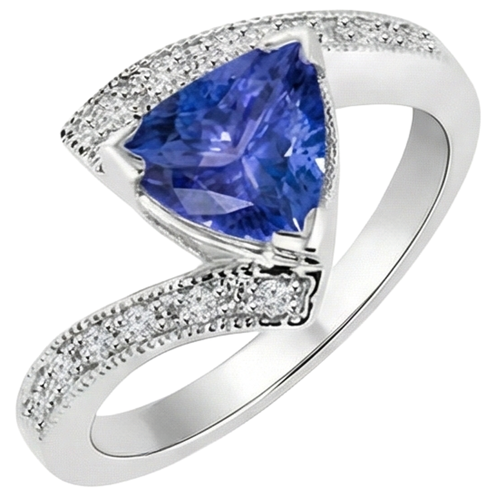 Anello solitario in oro 14 kt con tanzanite con accento da 7.25 ct