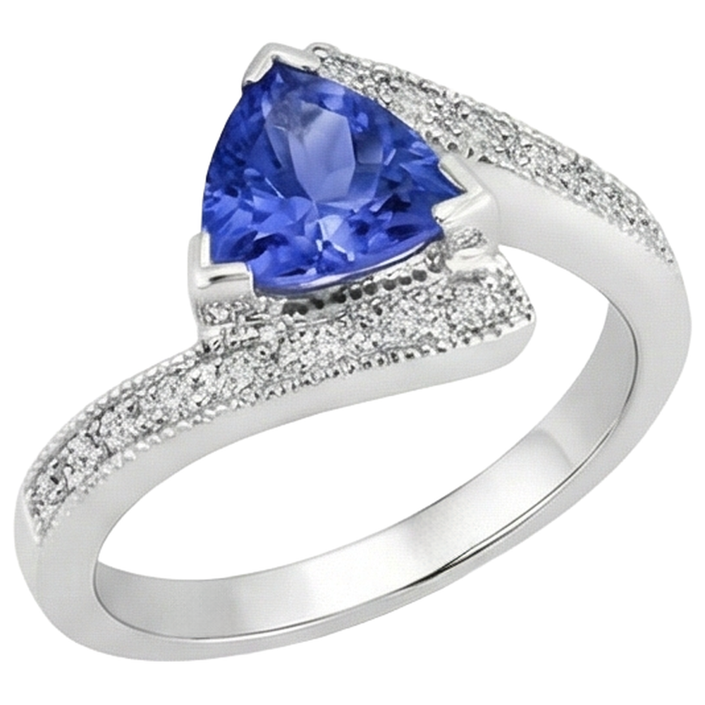 Anello solitario in oro 14 kt con tanzanite con accento da 7.25 ct
