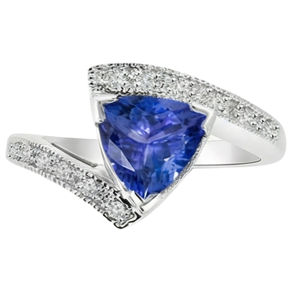 Anello solitario in oro 14 kt con tanzanite con accento da 7.25 ct