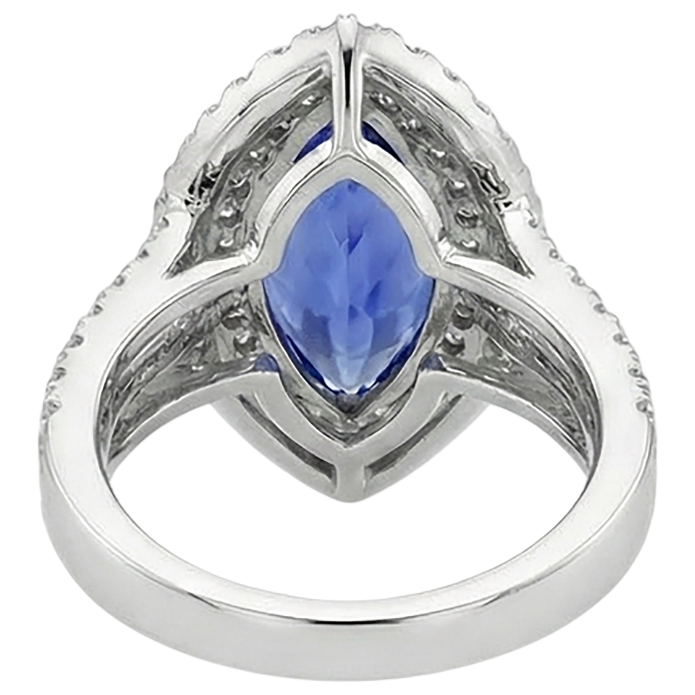 Anello solitario in oro 14 kt con tanzanite e diamanti da 21.25 ct