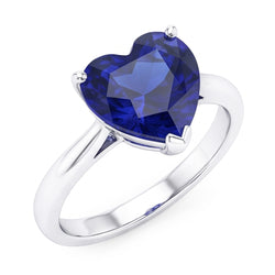 Anello solitario in oro a cuore con zaffiro blu intenso Set 2.50 carati