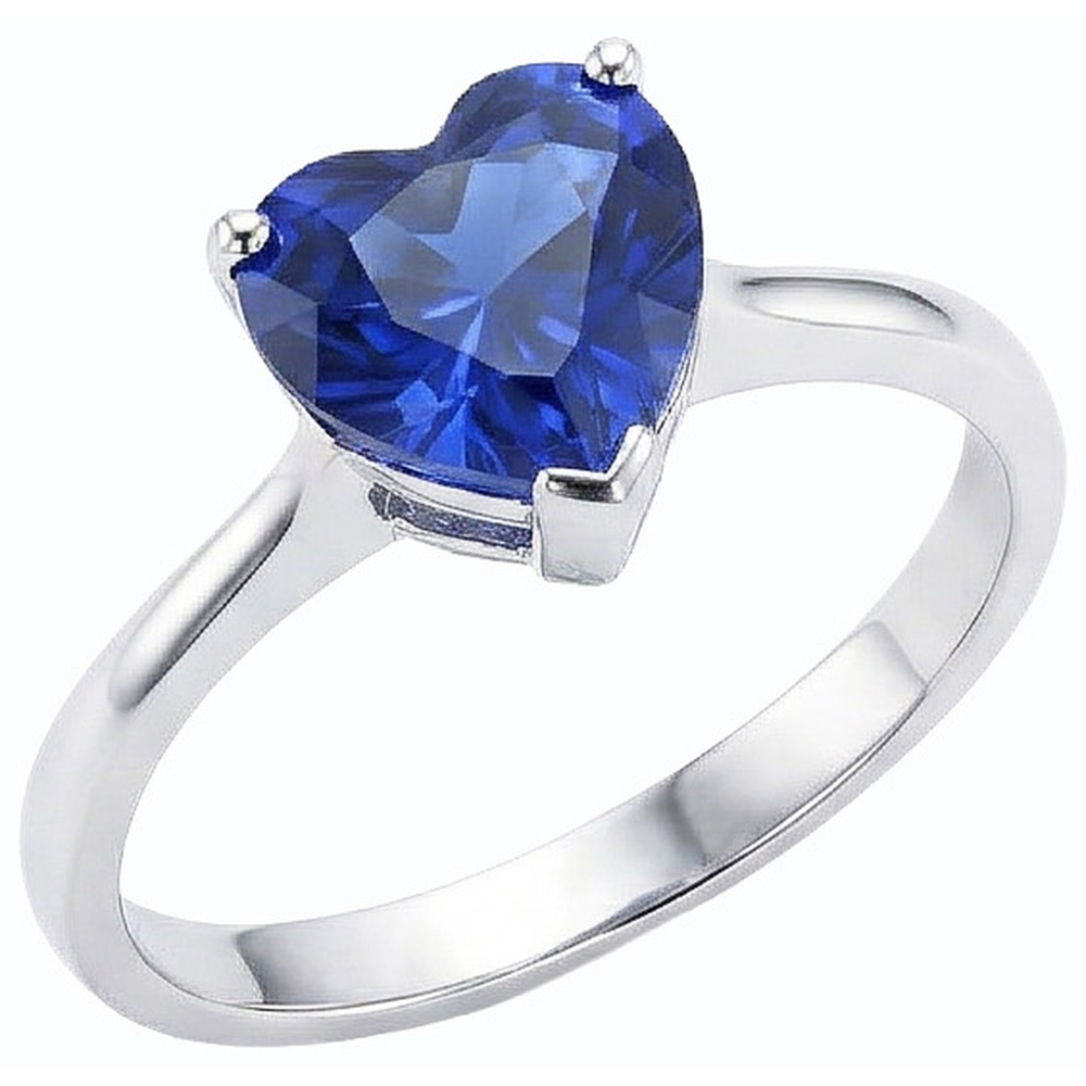 Anello solitario in oro a cuore con zaffiro blu intenso Set 2.50 carati