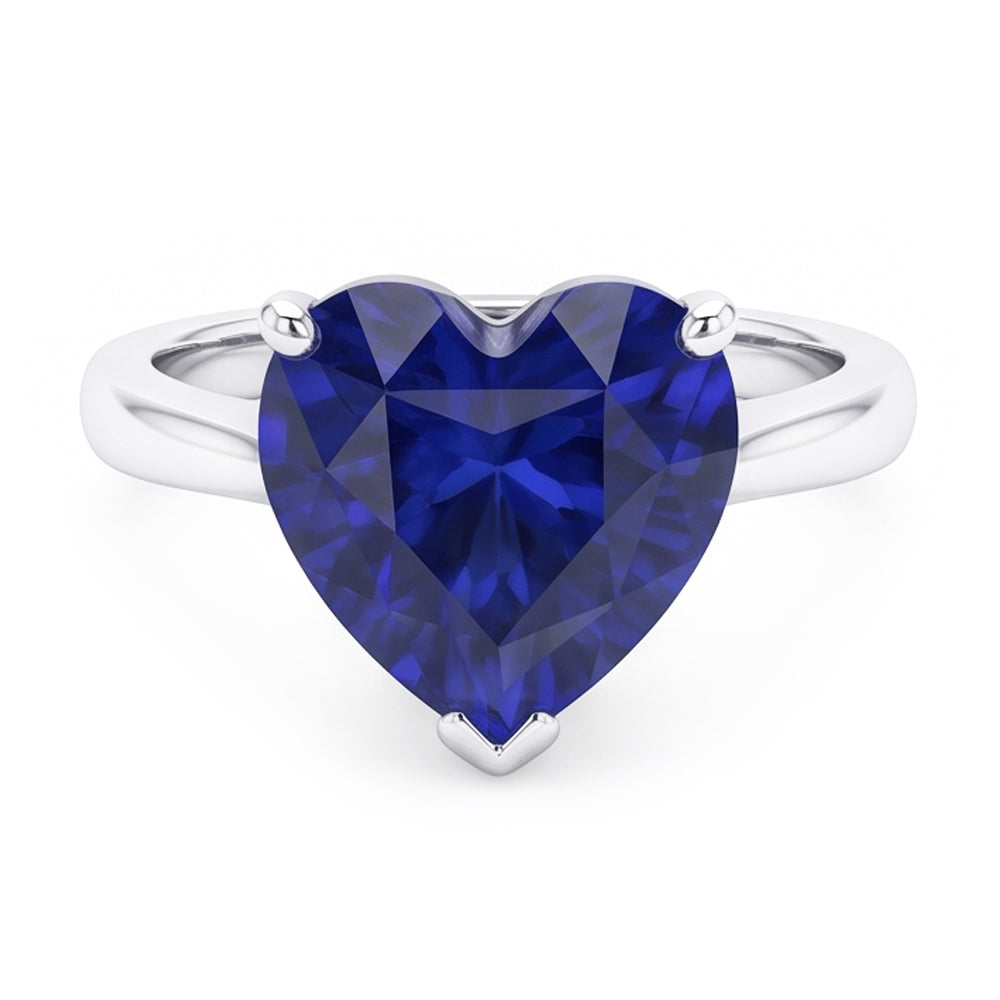 Anello solitario in oro a cuore con zaffiro blu intenso Set 2.50 carati