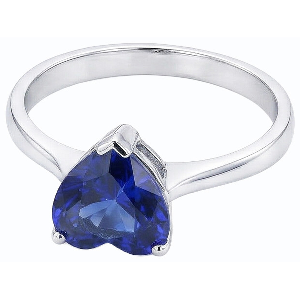 Anello solitario in oro a cuore con zaffiro blu intenso Set 2.50 carati