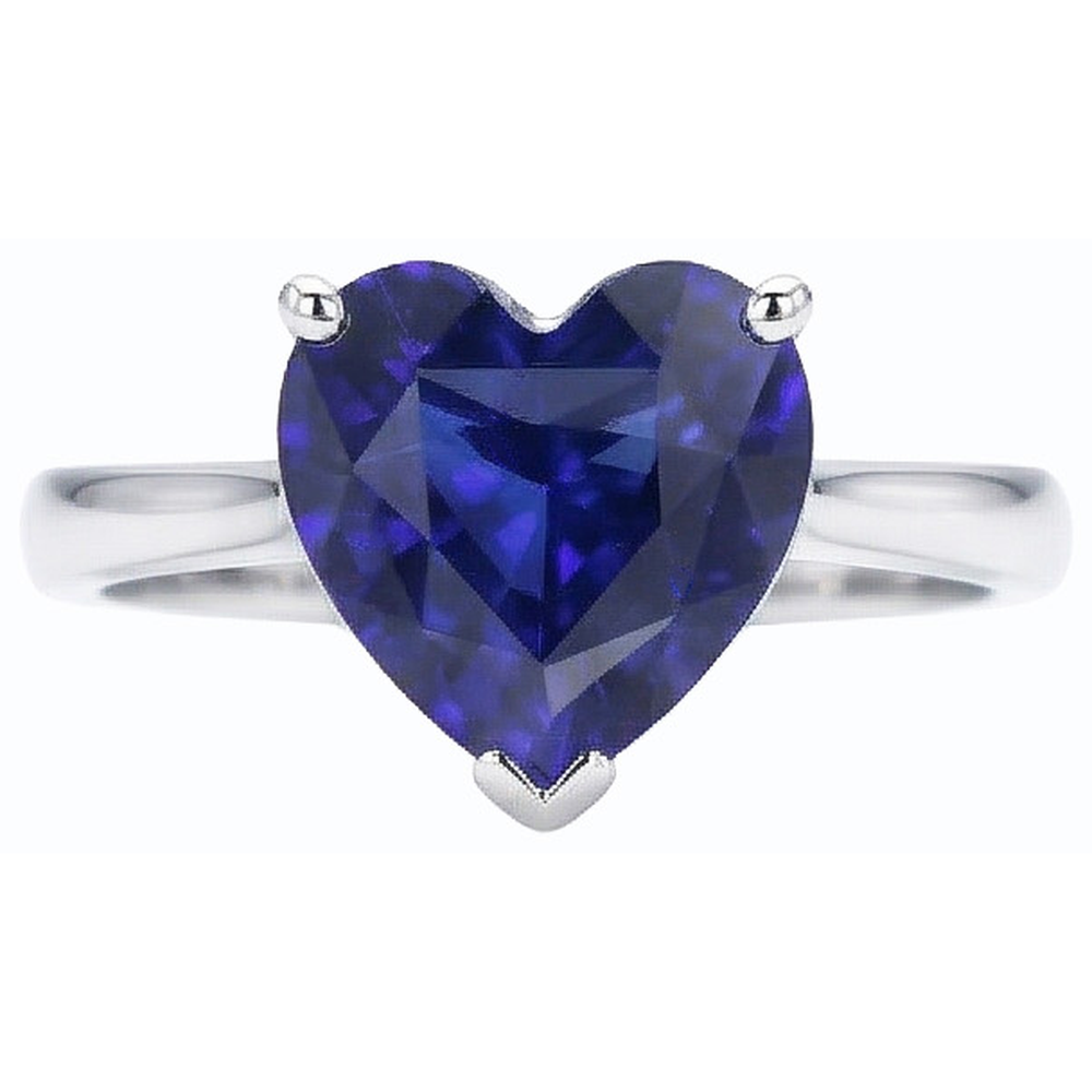 Anello solitario in oro a cuore con zaffiro blu intenso Set 2.50 carati