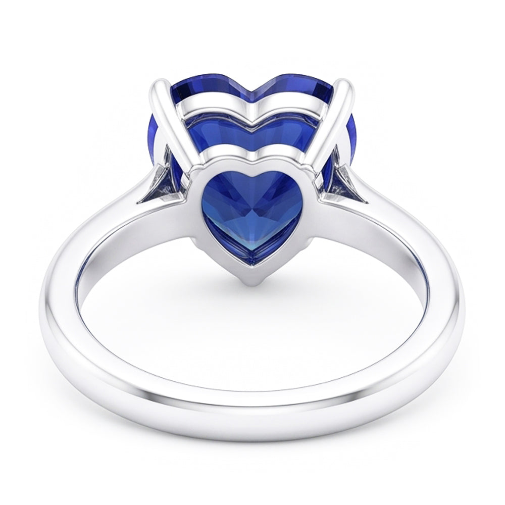 Anello solitario in oro a cuore con zaffiro blu intenso Set 2.50 carati