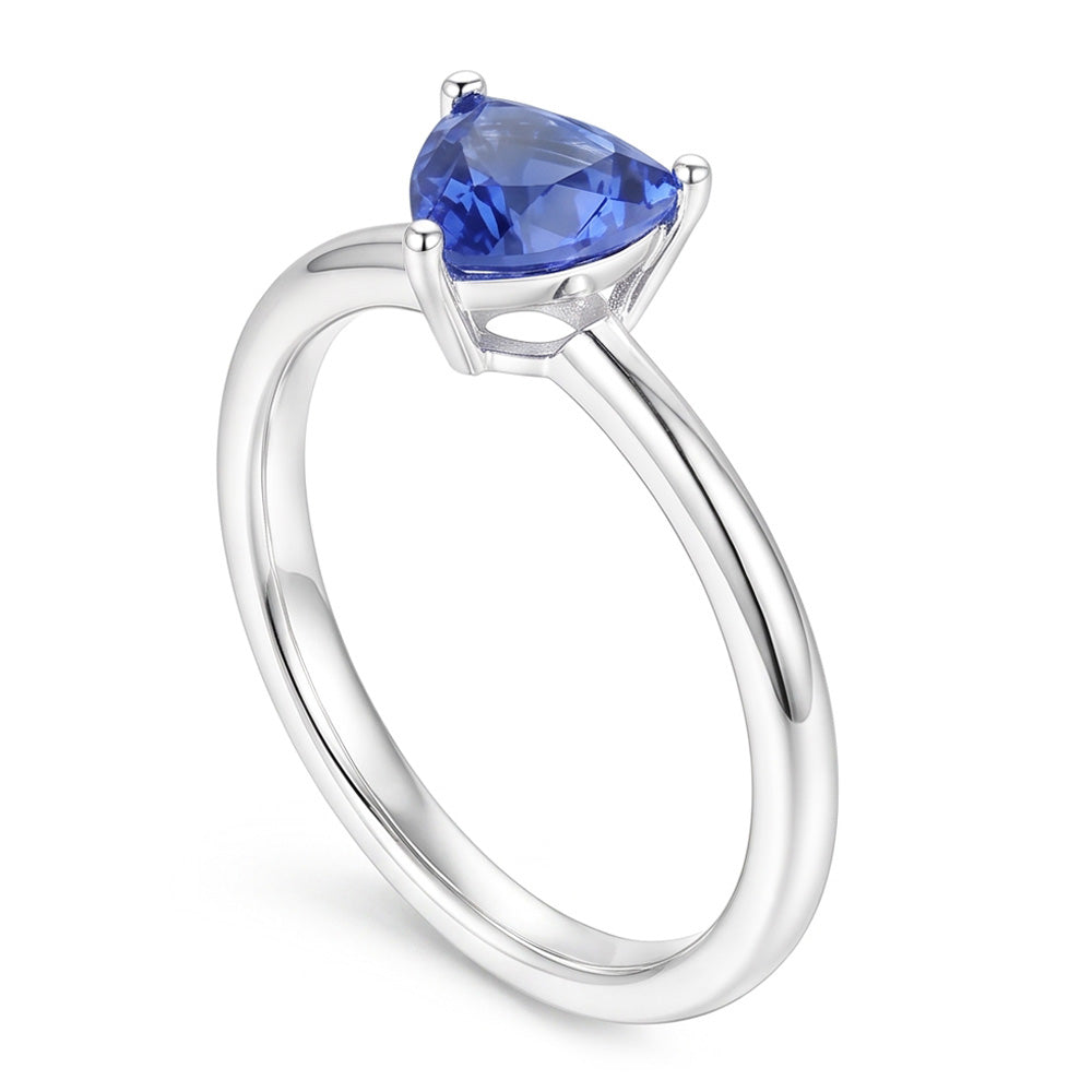 Anello solitario in oro bianco 14K Trillion Ceylon Zaffiro 1.50 carati