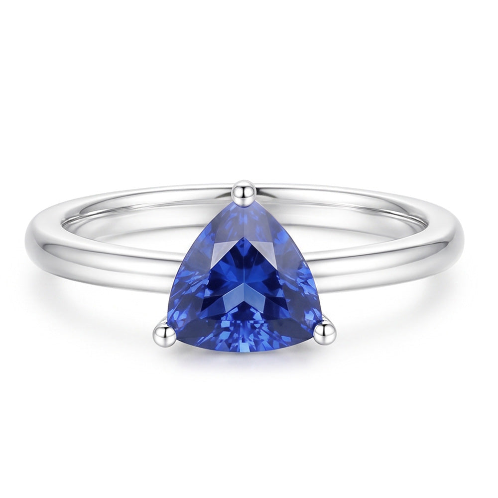 Anello solitario in oro bianco 14K Trillion Ceylon Zaffiro 1.50 carati