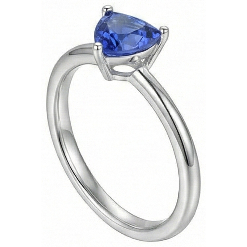 Anello solitario in oro bianco 14K Trillion Ceylon Zaffiro 1.50 carati