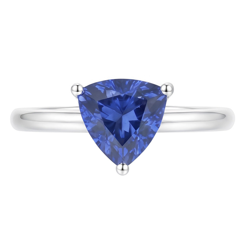 Anello solitario in oro bianco 14K Trillion Ceylon Zaffiro 1.50 carati