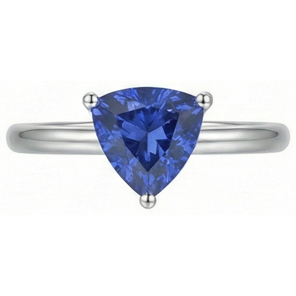 Anello solitario in oro bianco 14K Trillion Ceylon Zaffiro 1.50 carati