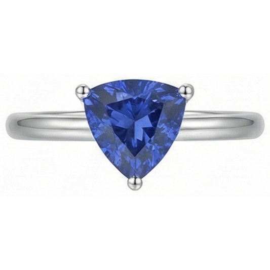 Anello solitario in oro bianco 14K Trillion Ceylon Zaffiro 1.50 carati