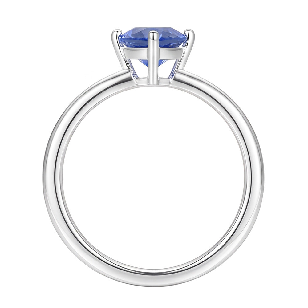 Anello solitario in oro bianco 14K Trillion Ceylon Zaffiro 1.50 carati