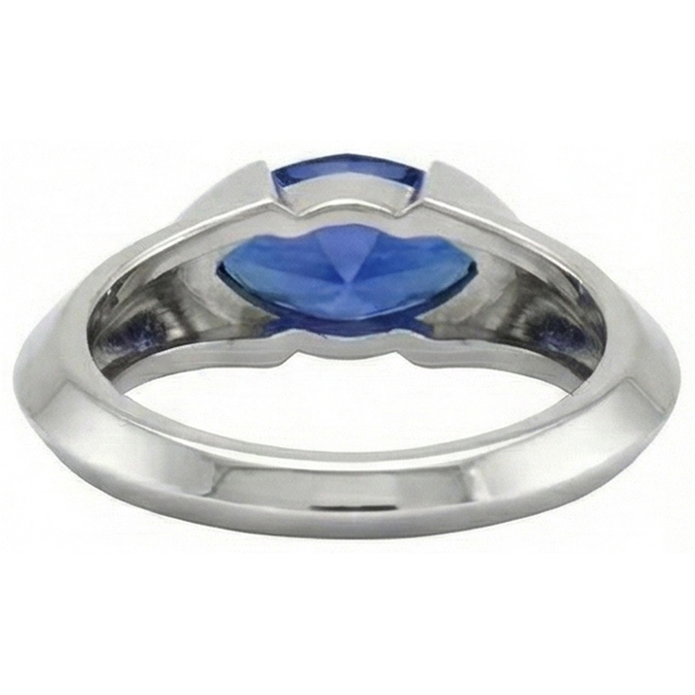 Anello solitario in oro bianco 14K con lingotto Ceylon Sapphire Marquise da 1 carato