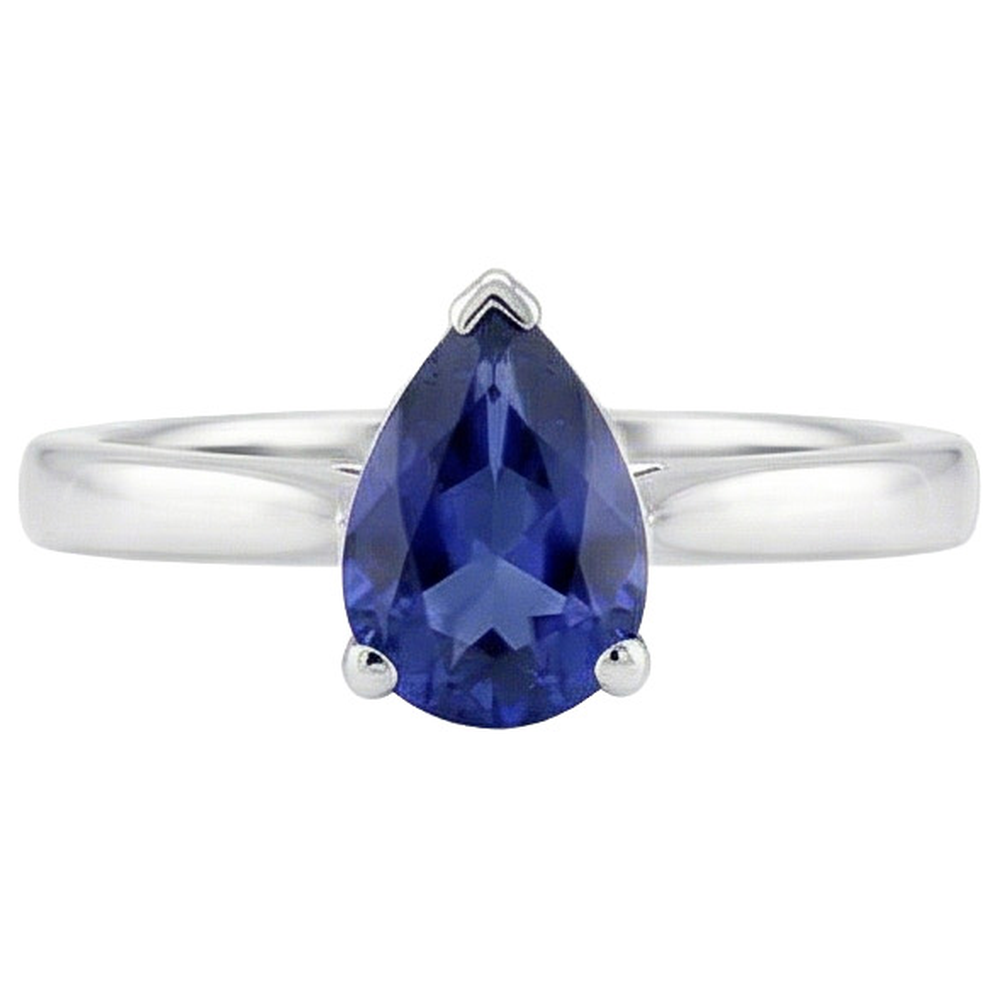 vero pear diamante 2.50carati anello su bianco