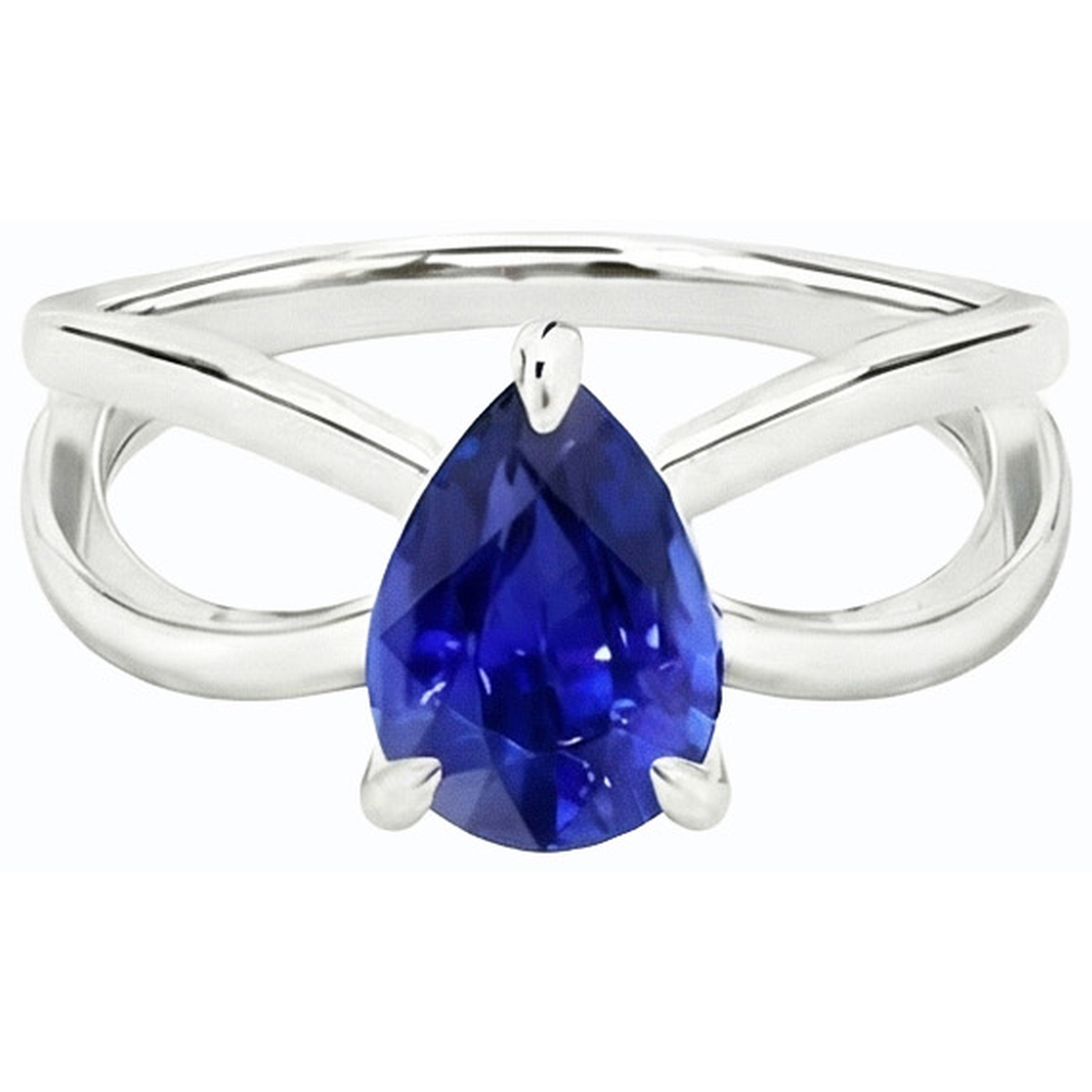 vero pear diamante 2.50carati anello vista di profilo