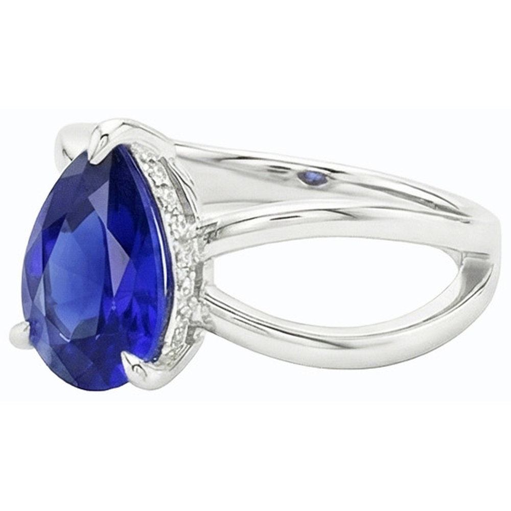 vero pear diamante 2.50carati anello su bianco